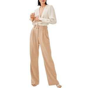 FAVORITE DAUGHTER The Favorite Pant High Rise Beige 8 Pleated Trousers NWT